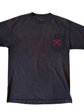 100% Cotton Made in USA Pocket Tshirt Black Axe Graphics General Boston size M